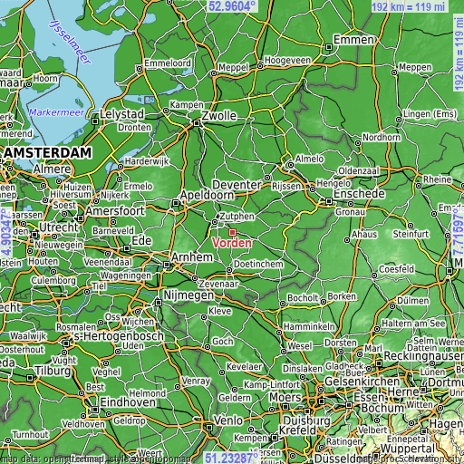 Topographic map of Vorden