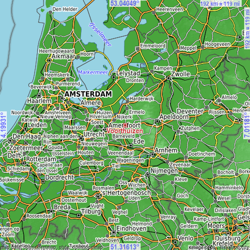 Topographic map of Voorthuizen