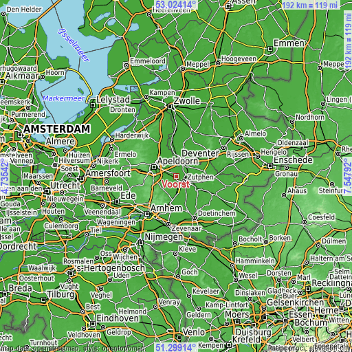 Topographic map of Voorst