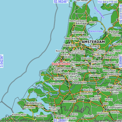 Topographic map of Voorschoten