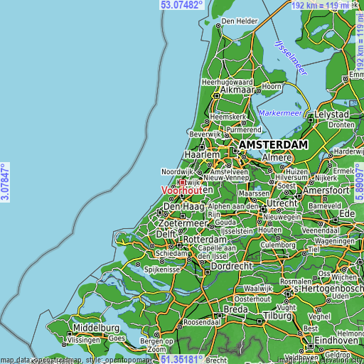 Topographic map of Voorhout