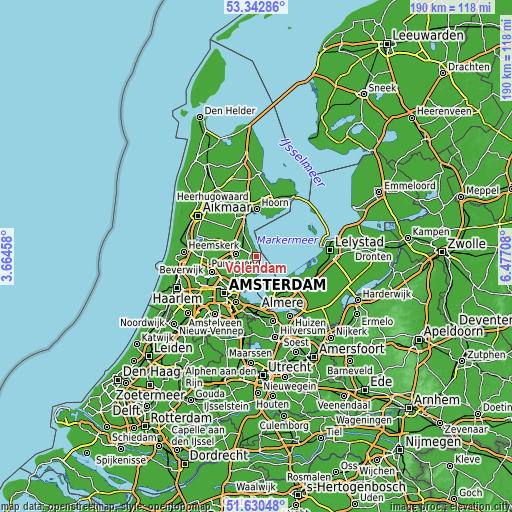 Topographic map of Volendam