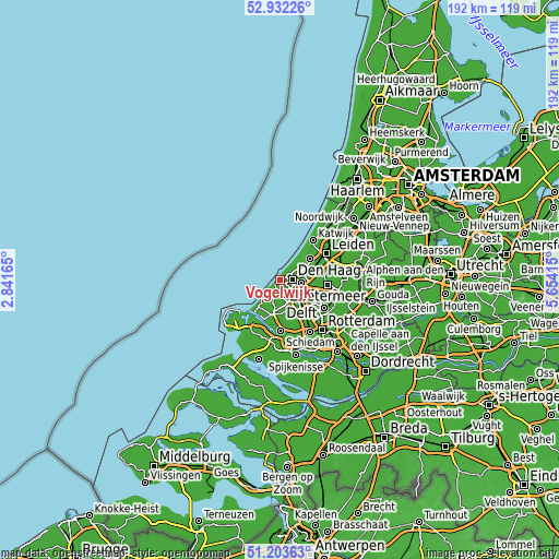 Topographic map of Vogelwijk
