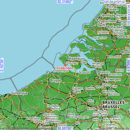 Topographic map of Vlissingen