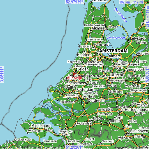 Topographic map of Vlietwijk