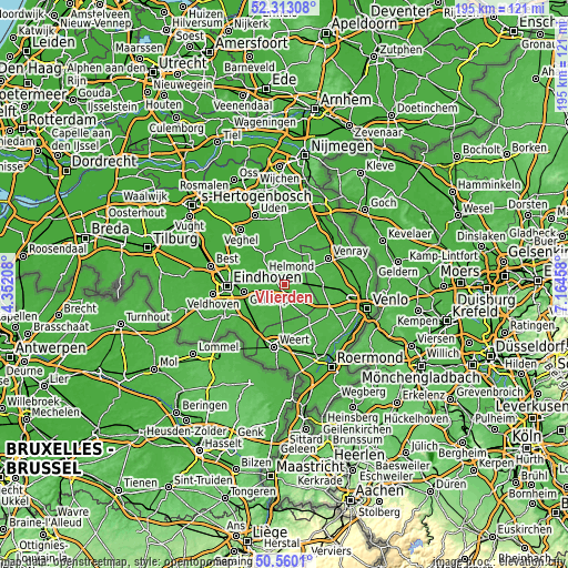 Topographic map of Vlierden