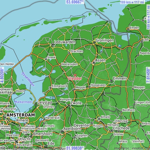 Topographic map of Vledder