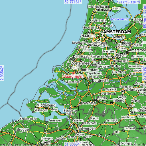 Topographic map of Vlaardingen