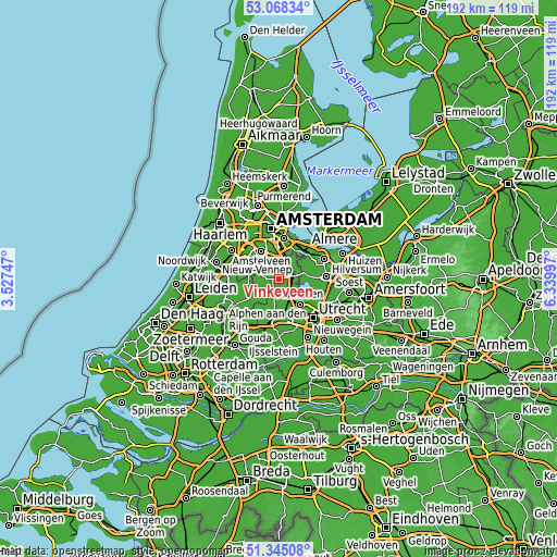 Topographic map of Vinkeveen