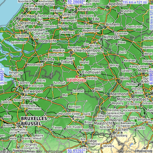 Topographic map of Veldhoven