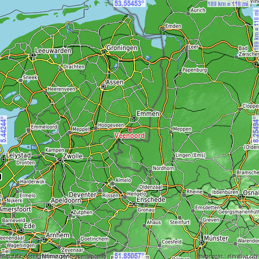 Topographic map of Veenoord