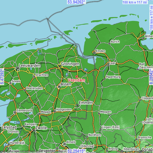 Topographic map of Veendam