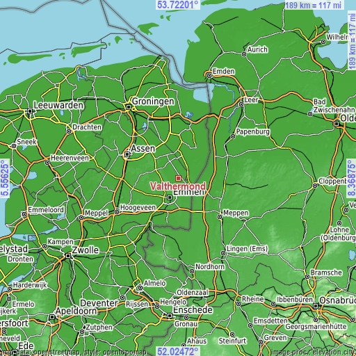 Topographic map of Valthermond