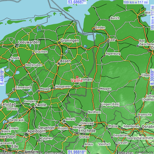 Topographic map of Valthe