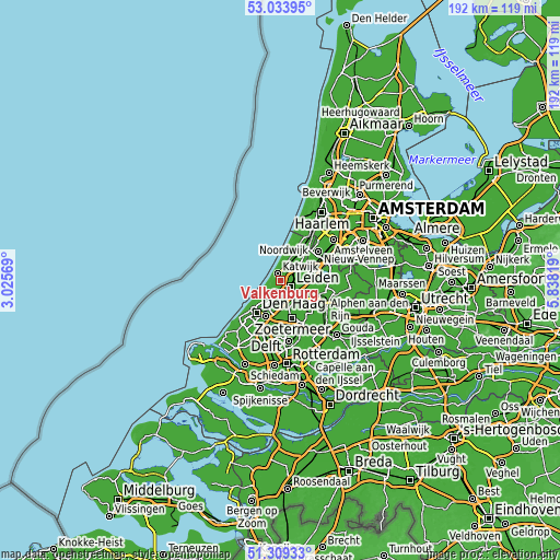 Topographic map of Valkenburg