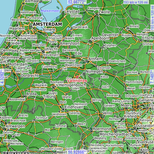 Topographic map of Valendries