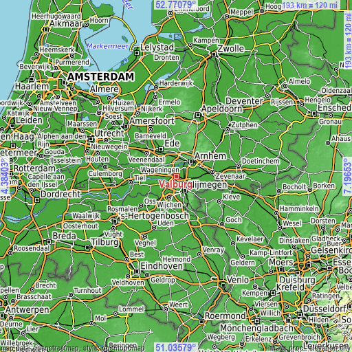 Topographic map of Valburg