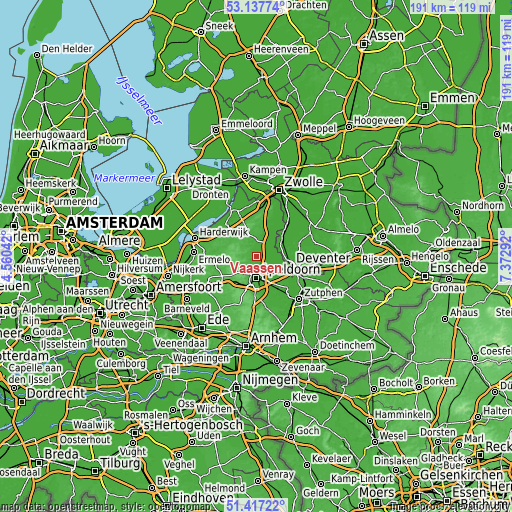 Topographic map of Vaassen