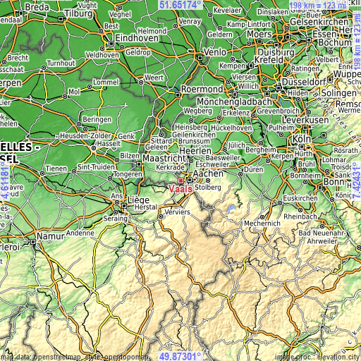 Topographic map of Vaals