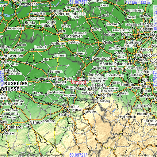 Topographic map of Urmond