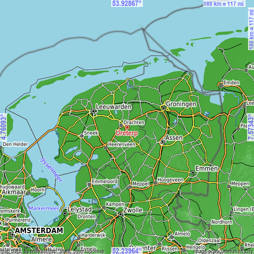 Topographic map of Ureterp