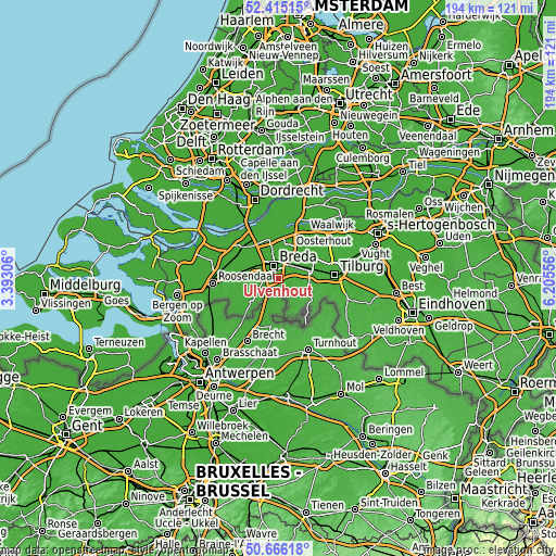 Topographic map of Ulvenhout