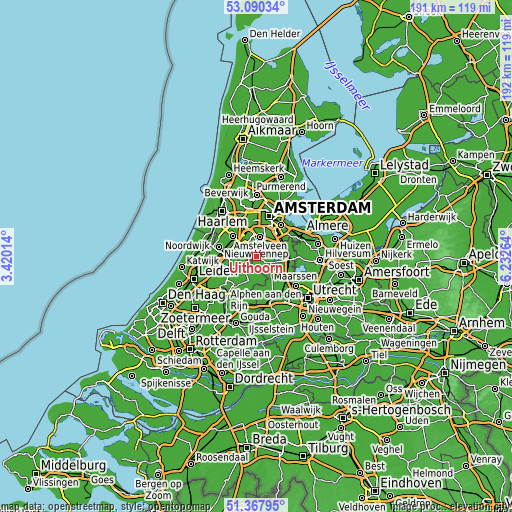 Topographic map of Uithoorn