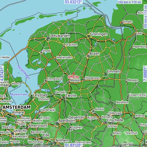 Topographic map of Uffelte