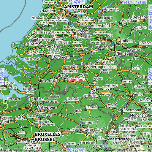 Topographic map of Udenhout