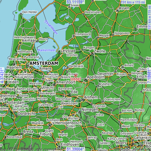 Topographic map of Uddel