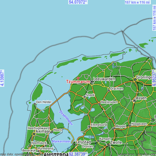 Topographic map of Tzummarum