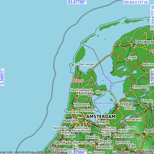 Topographic map of 't Zand