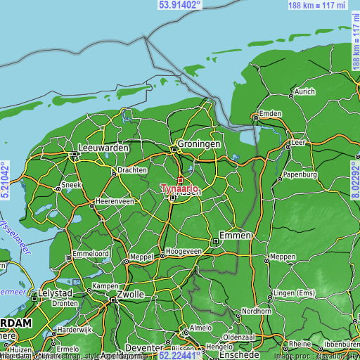 Topographic map of Tynaarlo