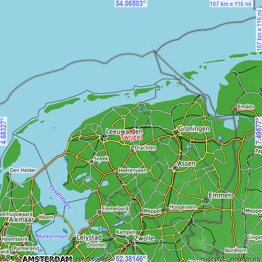 Topographic map of Twijzel