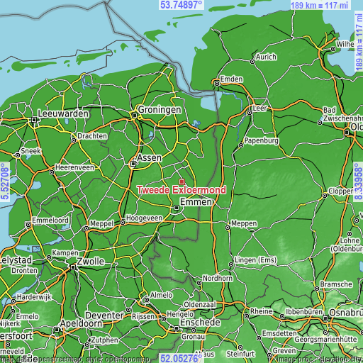 Topographic map of Tweede Exloërmond