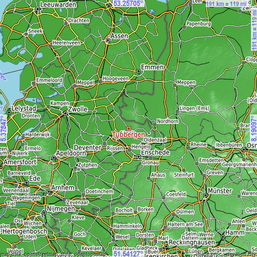 Topographic map of Tubbergen