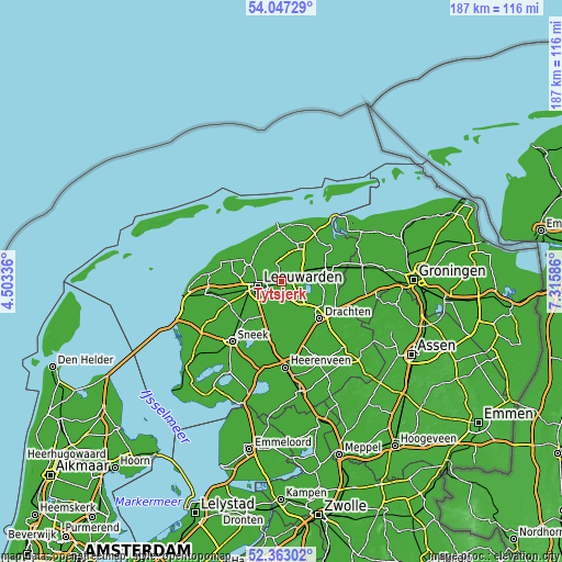 Topographic map of Tytsjerk