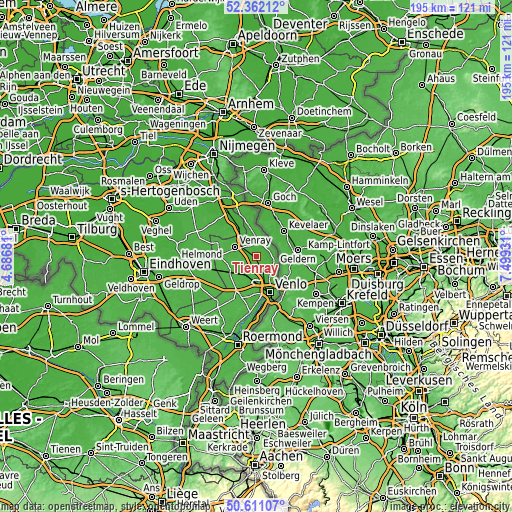 Topographic map of Tienray