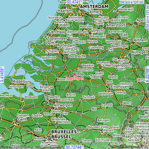 Topographic map of Teteringen