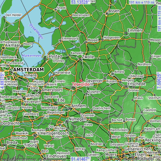 Topographic map of Terwolde