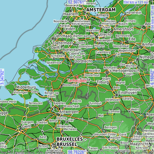 Topographic map of Terheijden