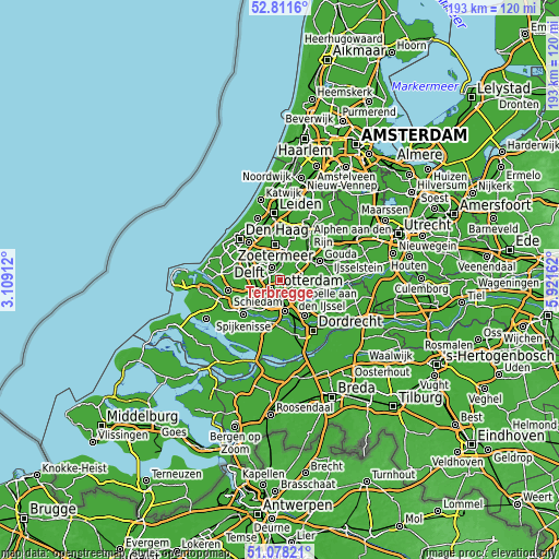 Topographic map of Terbregge