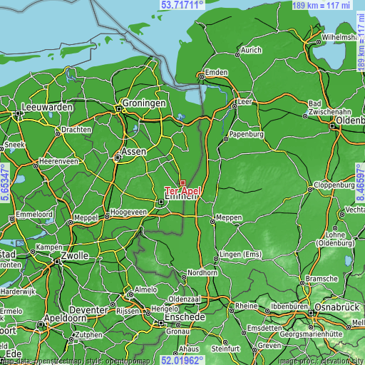 Topographic map of Ter Apel