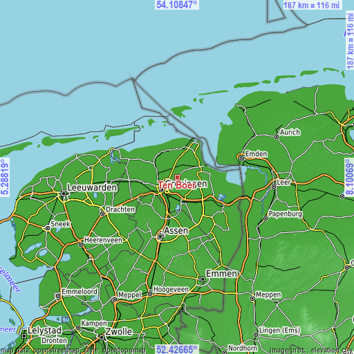 Topographic map of Ten Boer