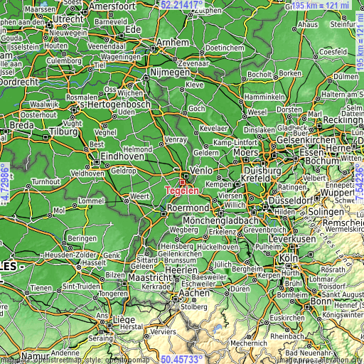 Topographic map of Tegelen