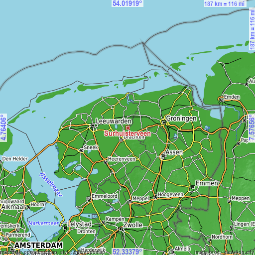 Topographic map of Surhuisterveen