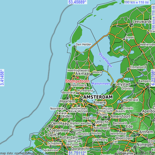 Topographic map of Stompetoren