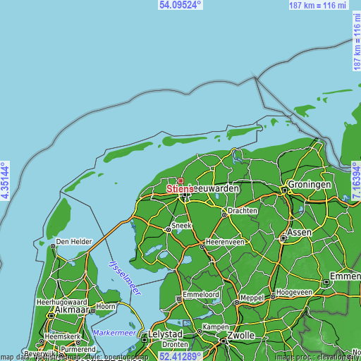 Topographic map of Stiens