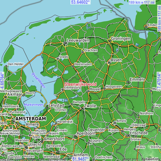 Topographic map of Steenwijkerwold