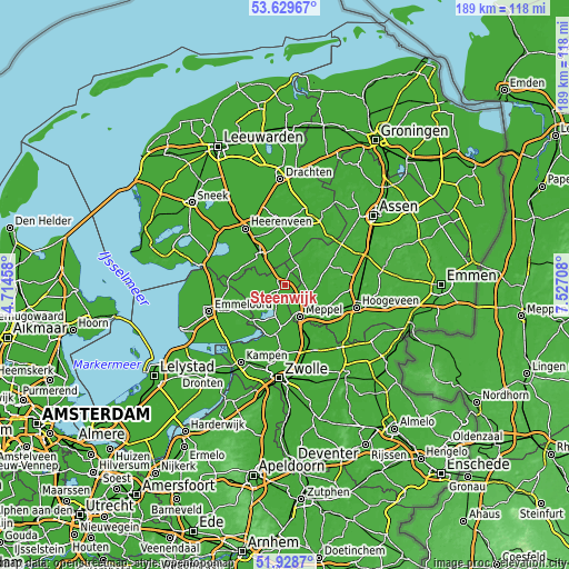 Topographic map of Steenwijk